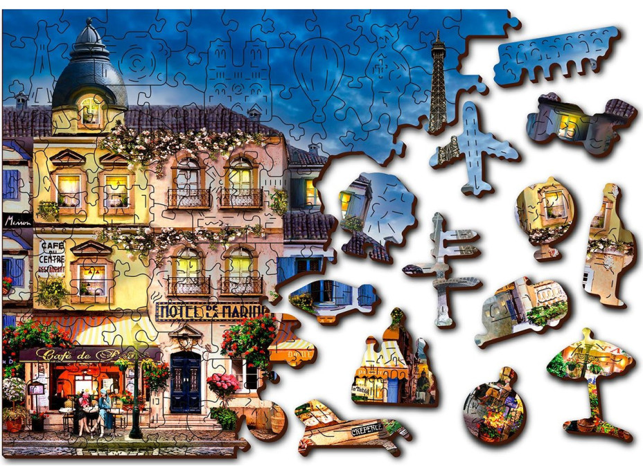 WOODEN CITY Dřevěné puzzle Snídaně v Paříži 2v1, 300 dílků EKO