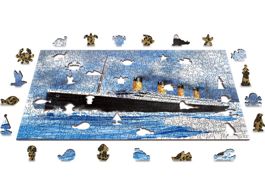 WOODEN CITY Dřevěné puzzle Titanic 2v1, 505 dílků EKO