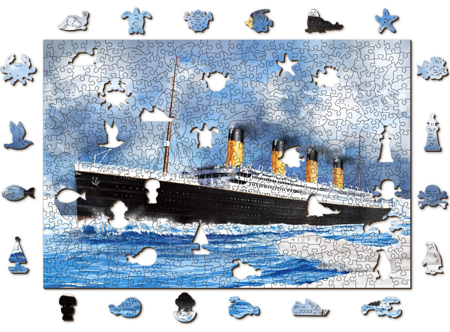 WOODEN CITY Dřevěné puzzle Titanic 2v1, 505 dílků EKO