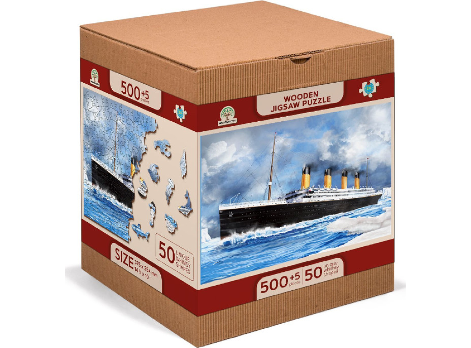 WOODEN CITY Dřevěné puzzle Titanic 2v1, 505 dílků EKO