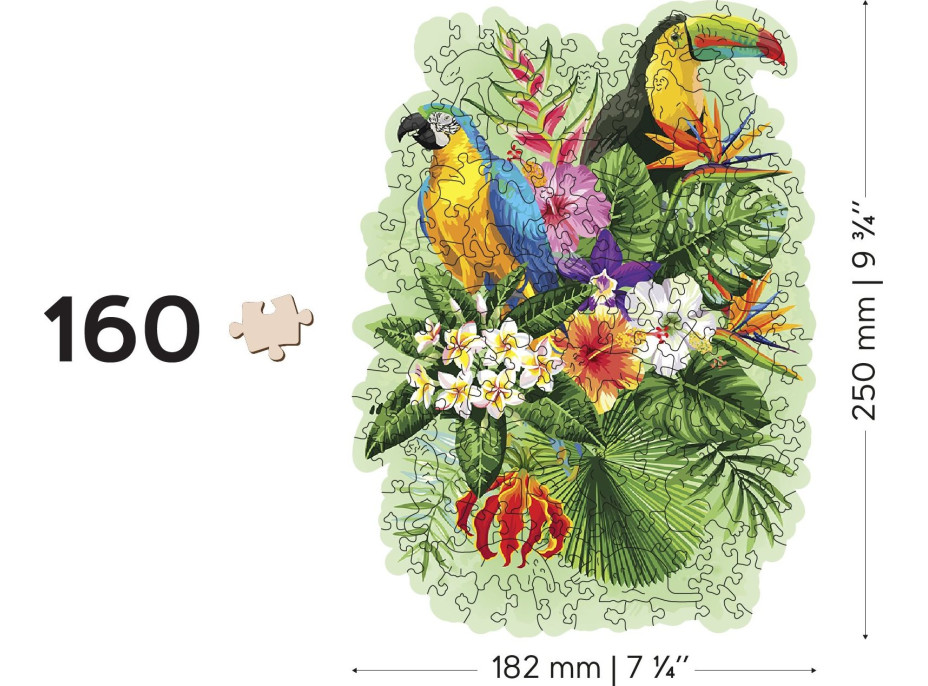 WOODEN CITY Dřevěné puzzle Tropičtí ptáci 160 dílků EKO
