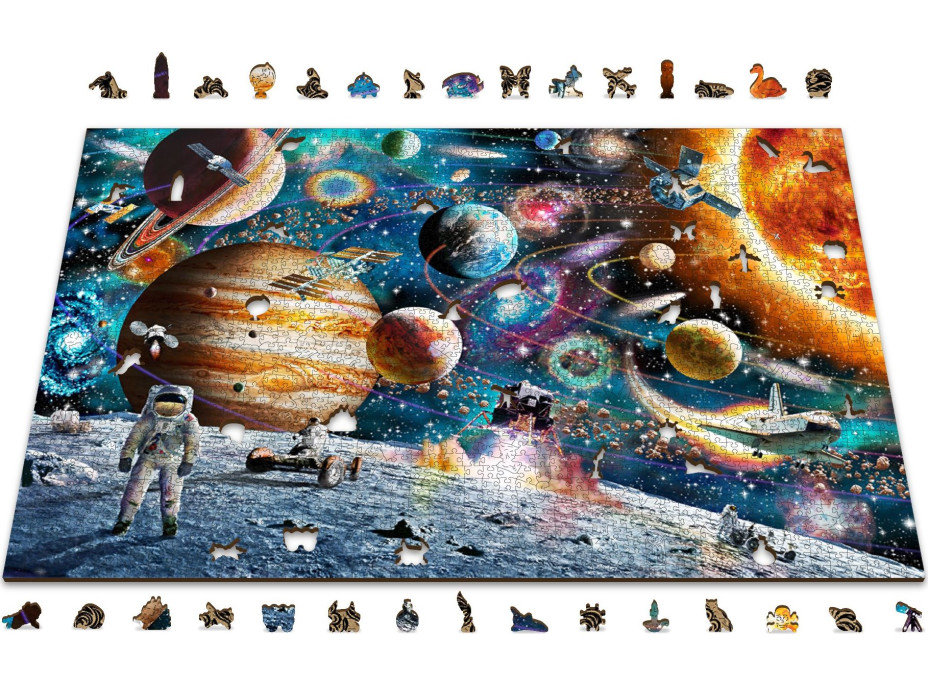 WOODEN CITY Dřevěné puzzle Vesmírná Odyssea 2v1, 2000 dílků EKO