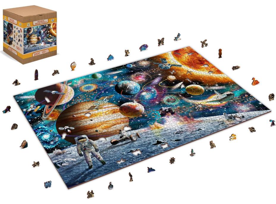 WOODEN CITY Dřevěné puzzle Vesmírná Odyssea 2v1, 2000 dílků EKO