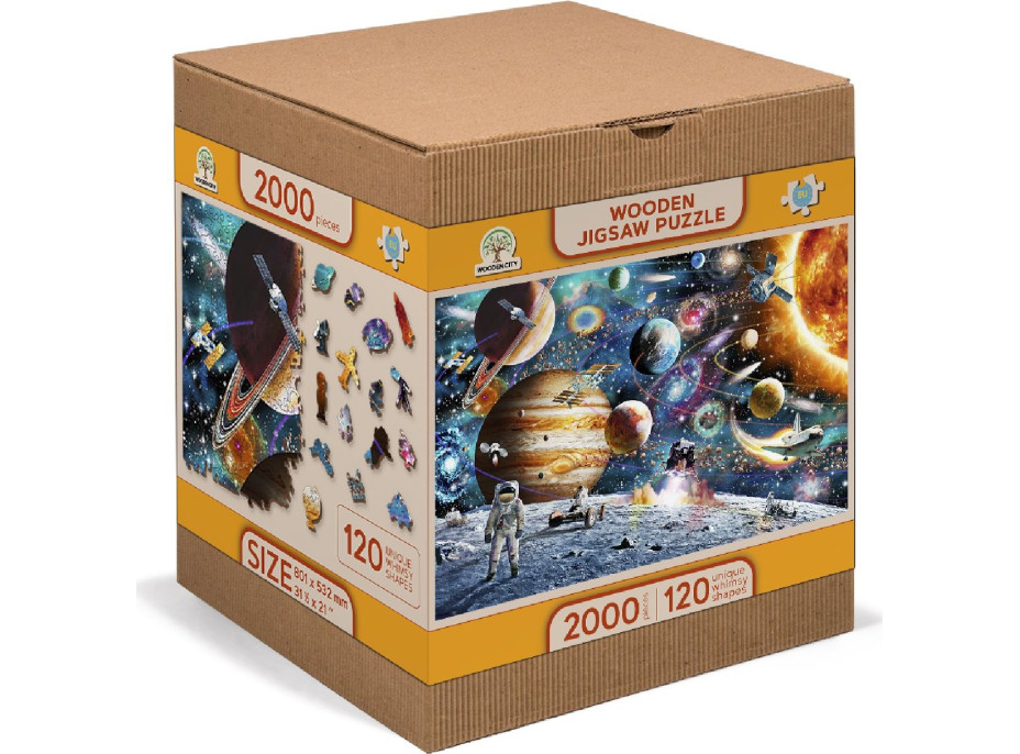 WOODEN CITY Dřevěné puzzle Vesmírná Odyssea 2v1, 2000 dílků EKO