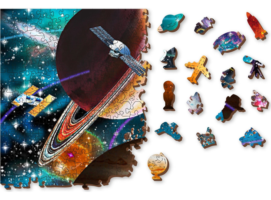 WOODEN CITY Dřevěné puzzle Vesmírná Odyssea 2v1, 2000 dílků EKO