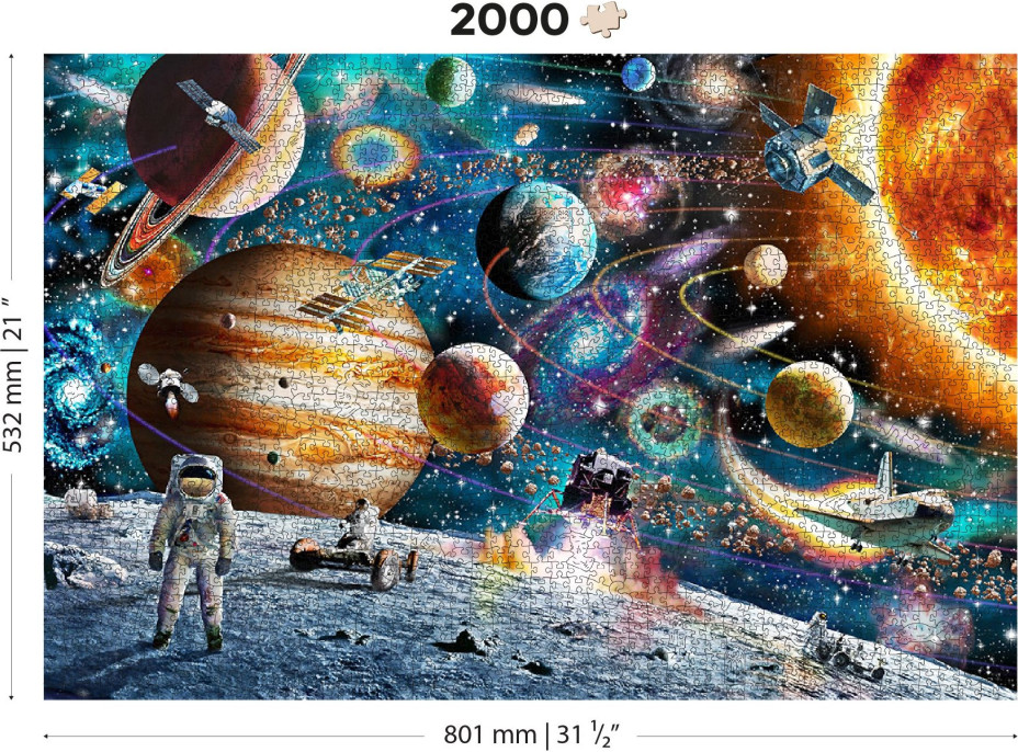 WOODEN CITY Dřevěné puzzle Vesmírná Odyssea 2v1, 2000 dílků EKO