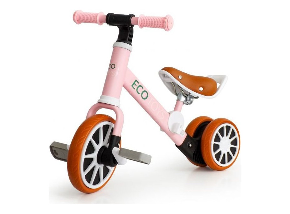 ECOTOYS Odrážedlo s odnímatelnými pedály růžové