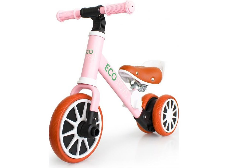 ECOTOYS Odrážedlo s odnímatelnými pedály růžové