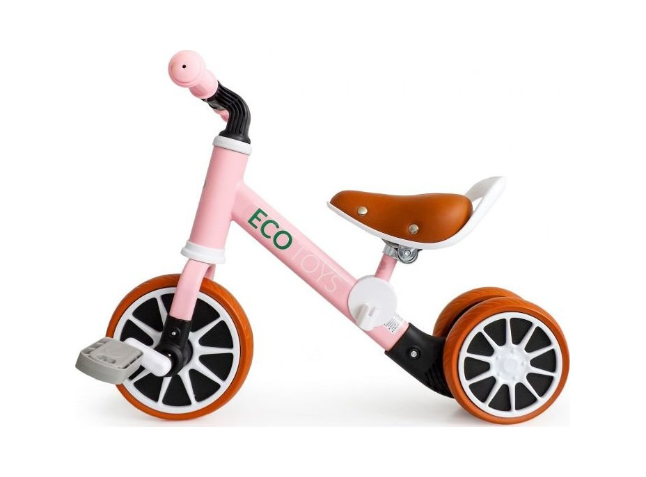 ECOTOYS Odrážedlo s odnímatelnými pedály růžové