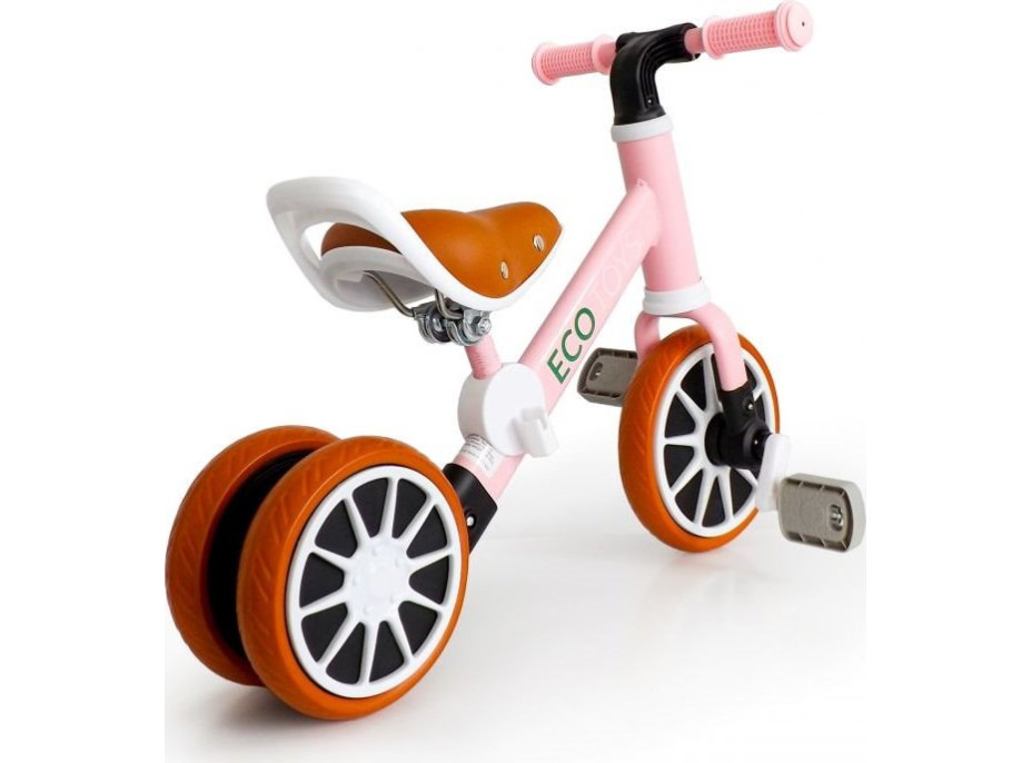 ECOTOYS Odrážedlo s odnímatelnými pedály růžové