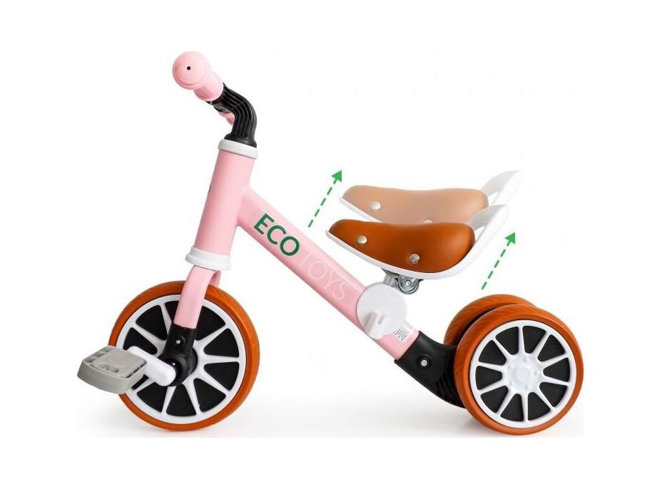 ECOTOYS Odrážedlo s odnímatelnými pedály růžové