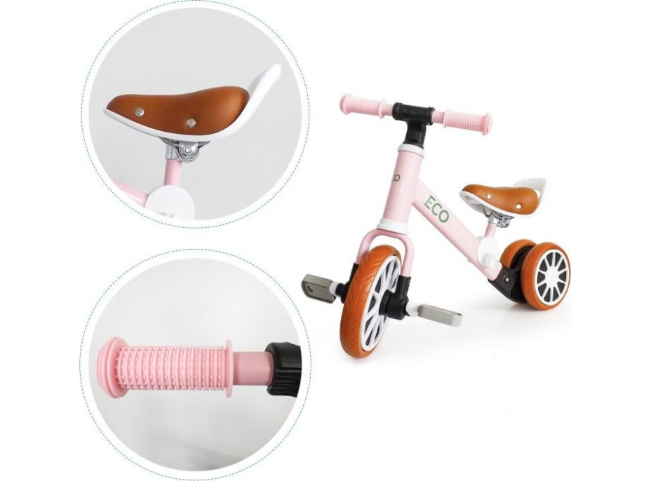 ECOTOYS Odrážedlo s odnímatelnými pedály růžové