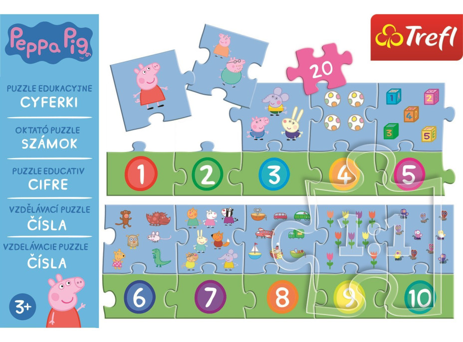 TREFL Vzdělávací puzzle Čísla Prasátko Peppa 20 dílků
