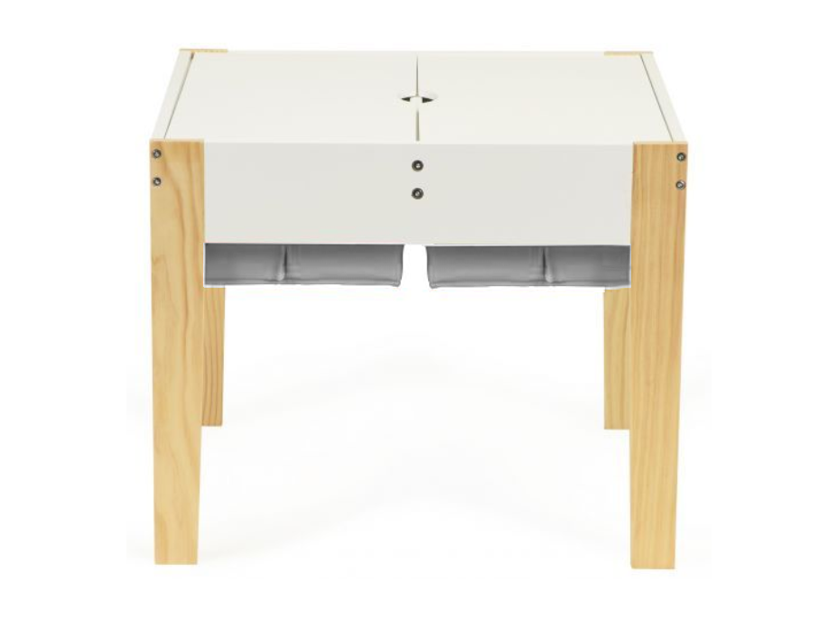 ECOTOYS Dětský dřevěný stůl s hrací deskou a dvěma židličkami