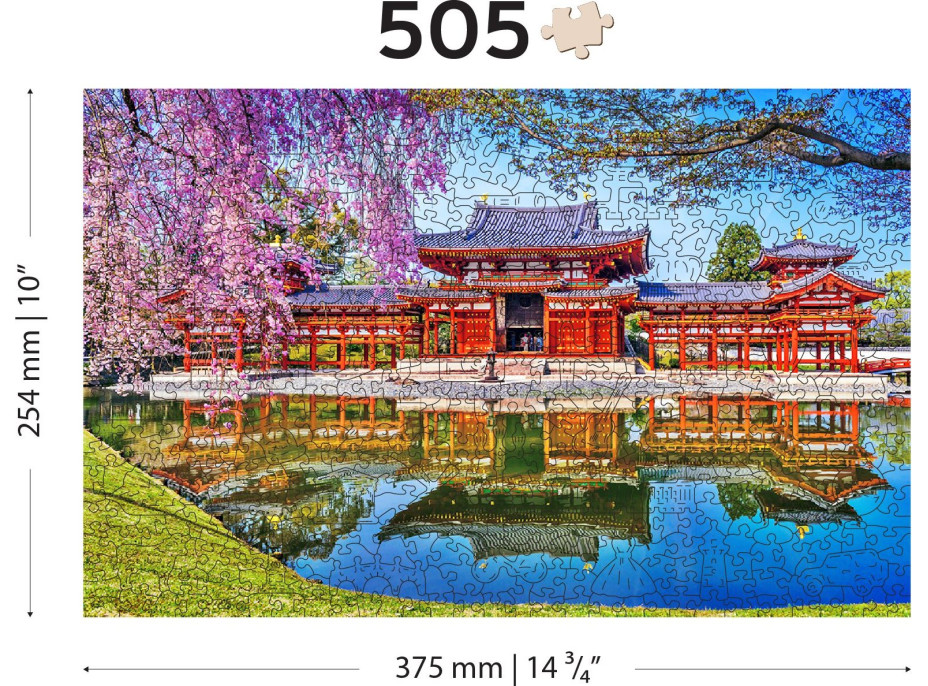 WOODEN CITY Dřevěné puzzle Chrám Byodo-in, Kjóto, Japonsko 2v1, 505 dílků EKO
