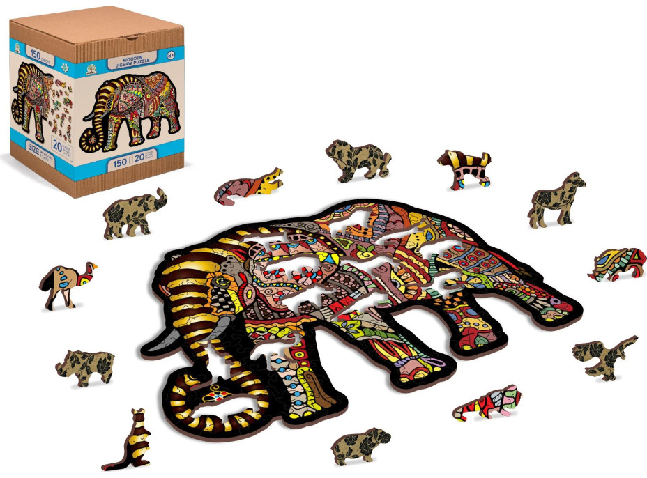 WOODEN CITY Dřevěné puzzle Magický slon 150 dílků EKO