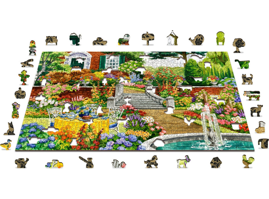 WOODEN CITY Dřevěné puzzle Zahrada o páté 2v1, 1010 dílků EKO