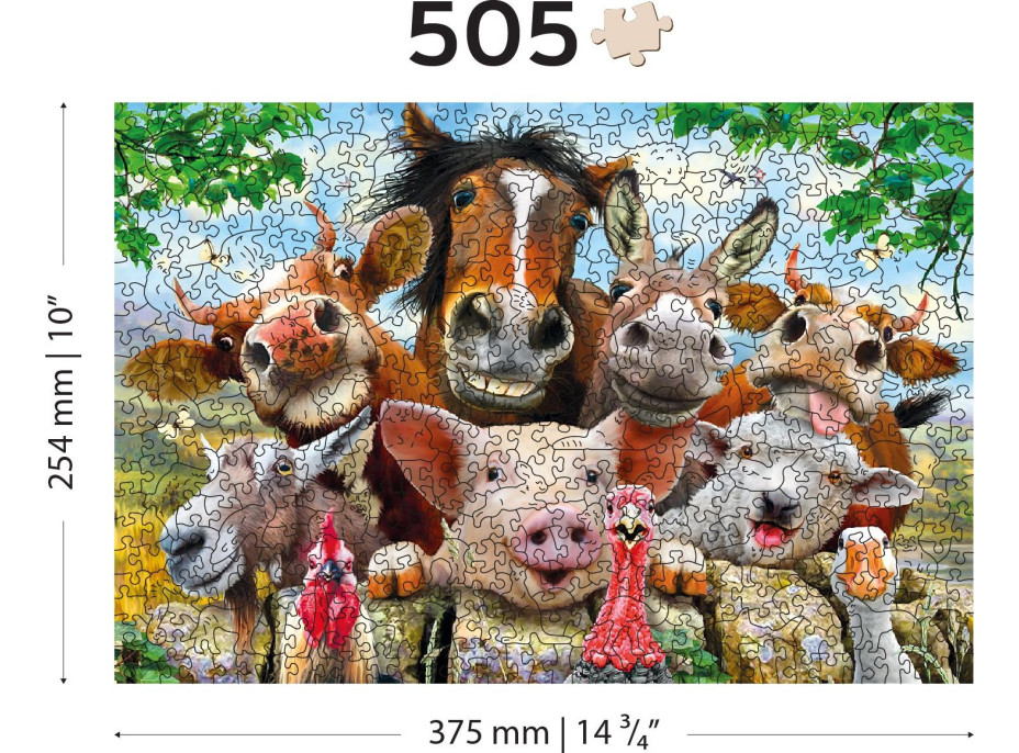 WOODEN CITY Dřevěné puzzle Život na farmě 2v1, 505 dílků EKO