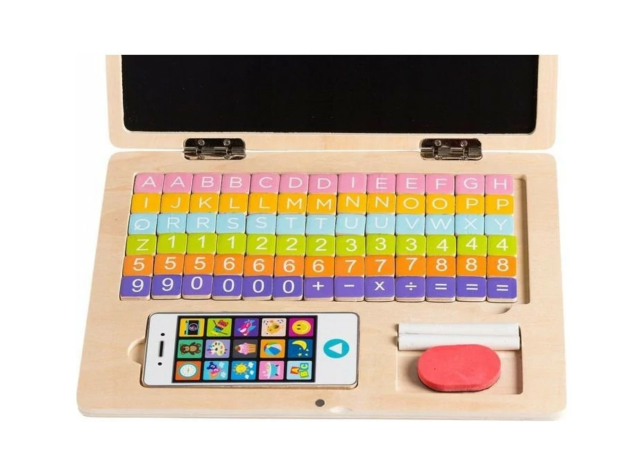 ECOTOYS Dřevěný notebook s magnetickým monitorem