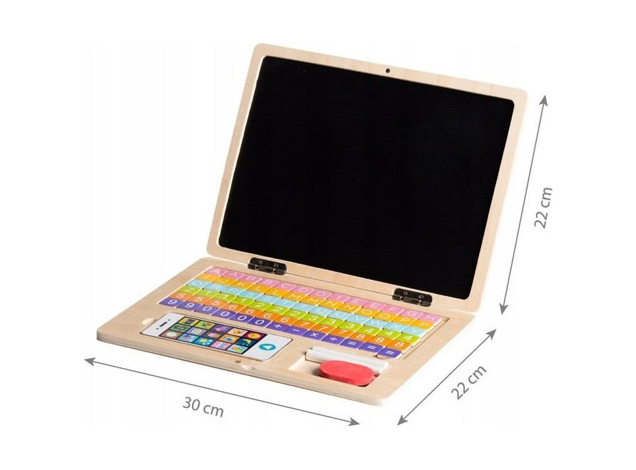 ECOTOYS Dřevěný notebook s magnetickým monitorem