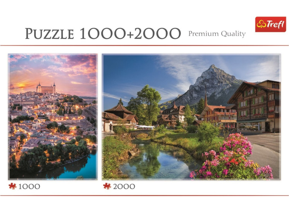 TREFL Puzzle 2v1 Toledo 1000 dílků + Léto v Alpách 2000 dílků