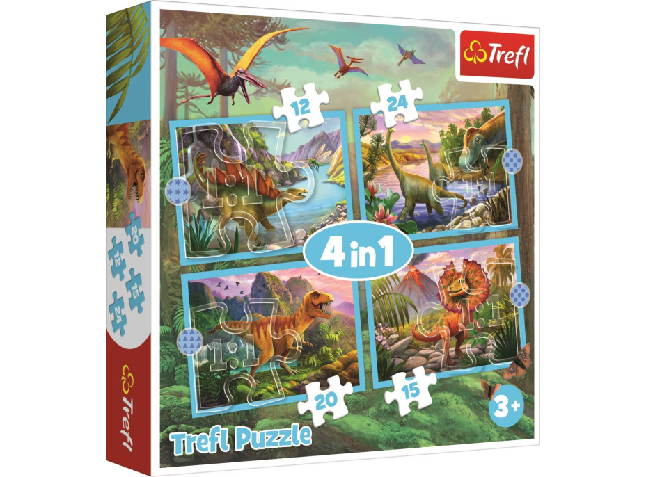 TREFL Puzzle Jedineční dinosauři 4v1 (12,15,20,24 dílků)