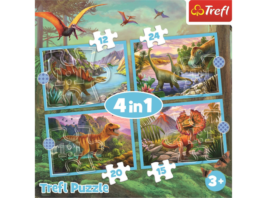 TREFL Puzzle Jedineční dinosauři 4v1 (12,15,20,24 dílků)