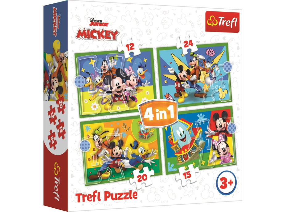 TREFL Puzzle Mickeyho klubík: S přáteli 4v1 (12,15,20,24 dílků)