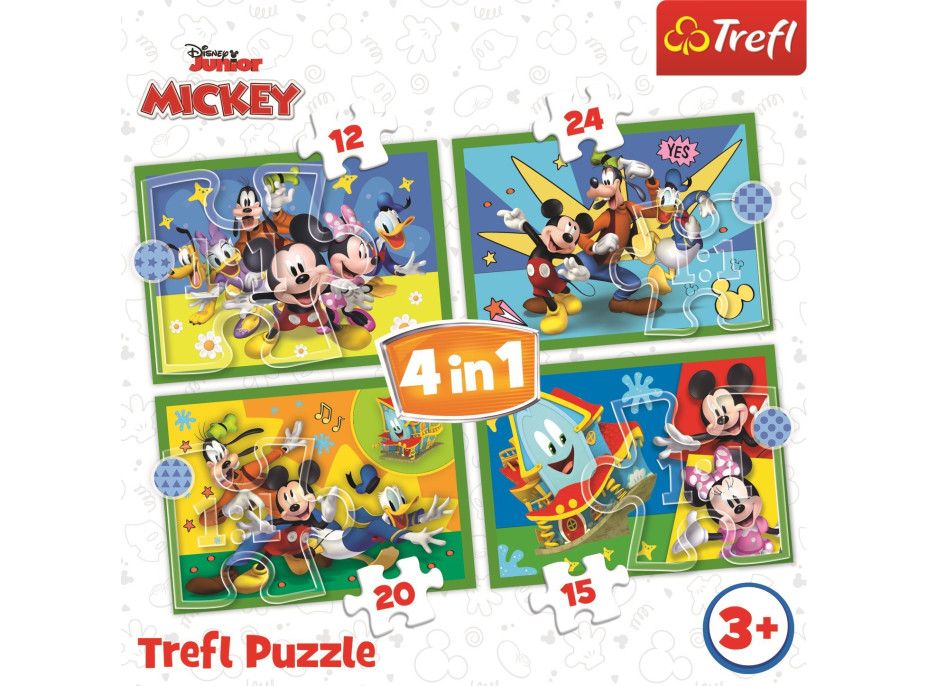 TREFL Puzzle Mickeyho klubík: S přáteli 4v1 (12,15,20,24 dílků)