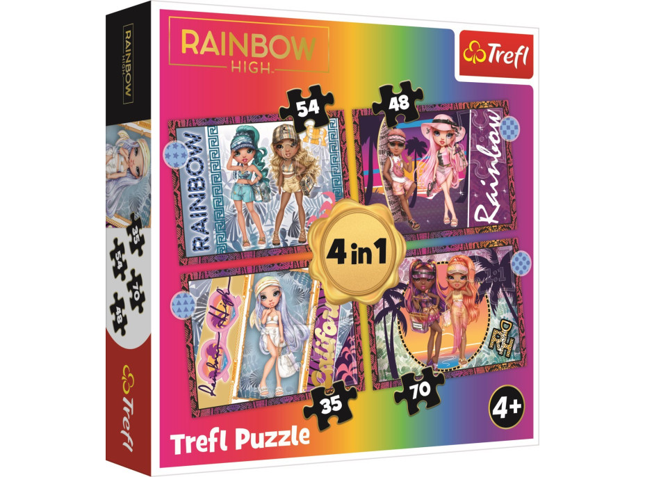 TREFL Puzzle Rainbow High: Módní panenky 4v1 (35,48,54,70 dílků)