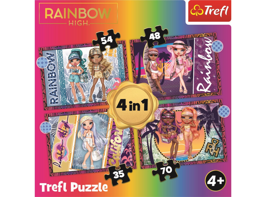 TREFL Puzzle Rainbow High: Módní panenky 4v1 (35,48,54,70 dílků)