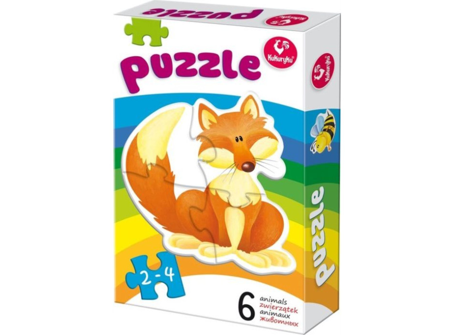 KUKURYKU Baby puzzle Zvířátka 6v1 (2-4 dílky)