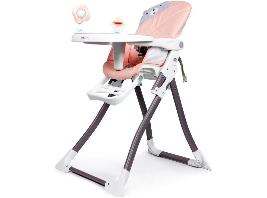 ECOTOYS Jídelní židlička 2v1 růžová