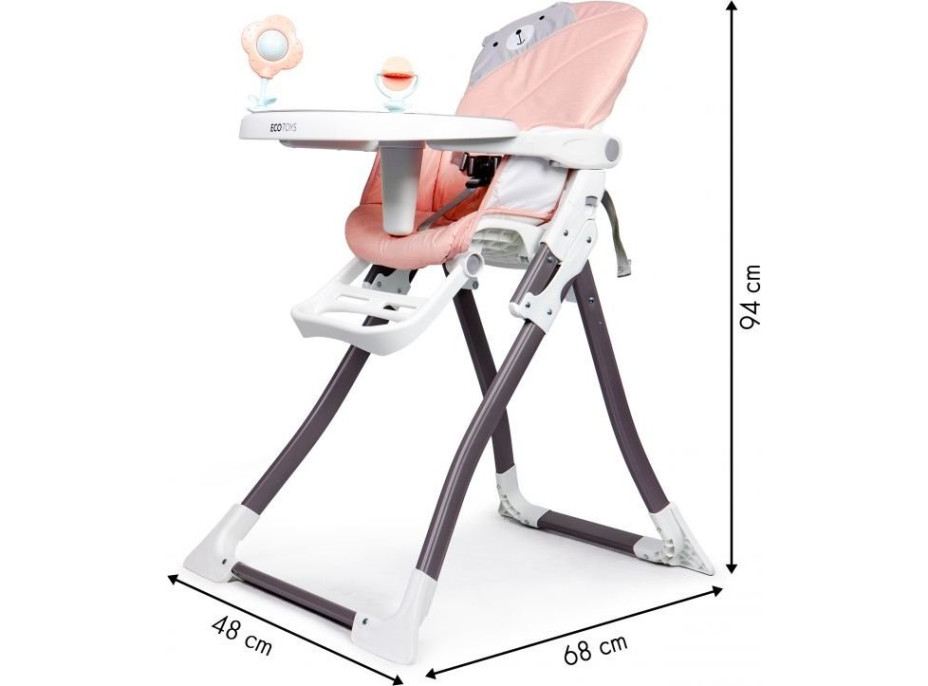 ECOTOYS Jídelní židlička 2v1 růžová