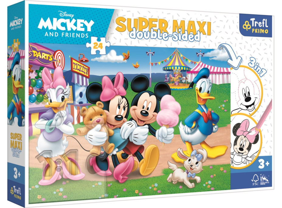 TREFL Oboustranné puzzle Mickey Mouse: Na pouti SUPER MAXI 24 dílků