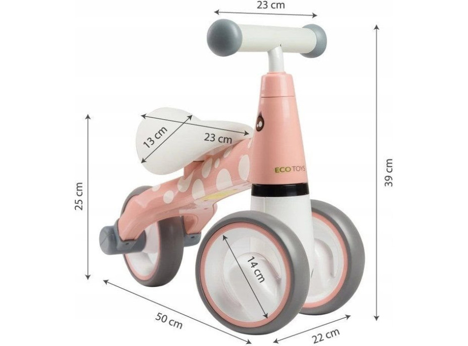 ECOTOYS Odrážedlo Plameňák růžové