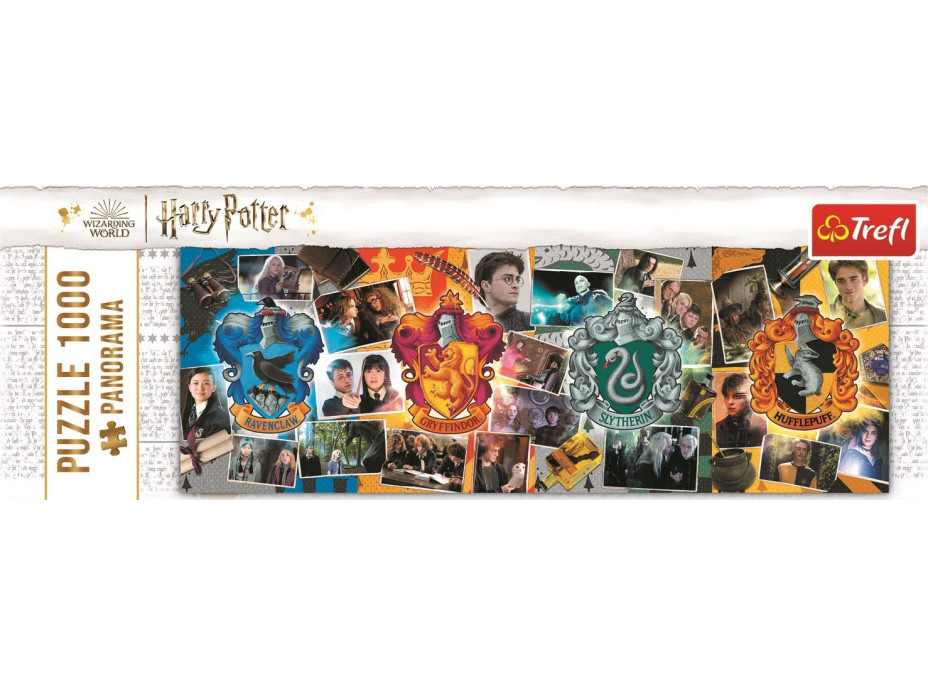 TREFL Panoramatické puzzle Harry Potter: Čtyři bradavické koleje 1000 dílků