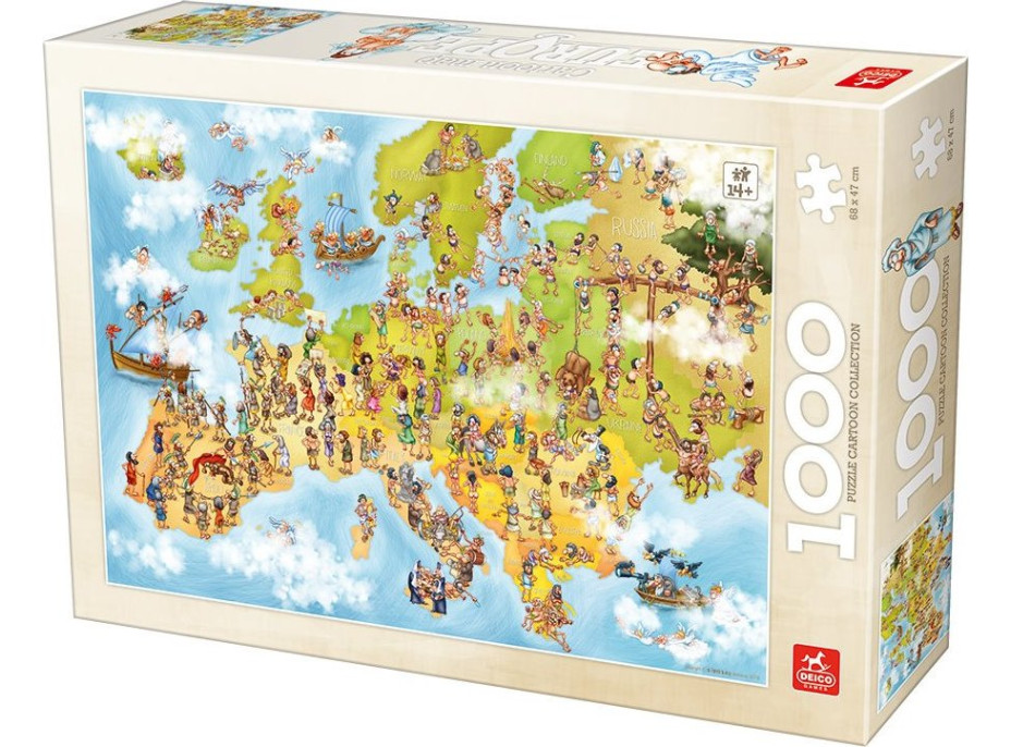DEICO Puzzle Kreslená mapa Evropy 1000 dílků
