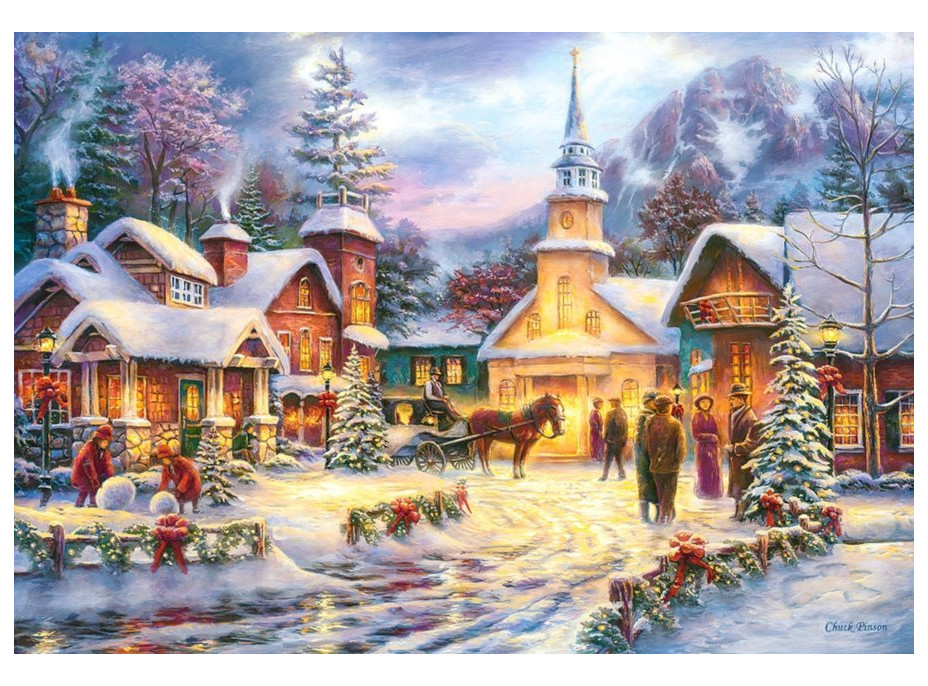 CASTORLAND Puzzle Zasněžená vánoční vesnička 1500 dílků