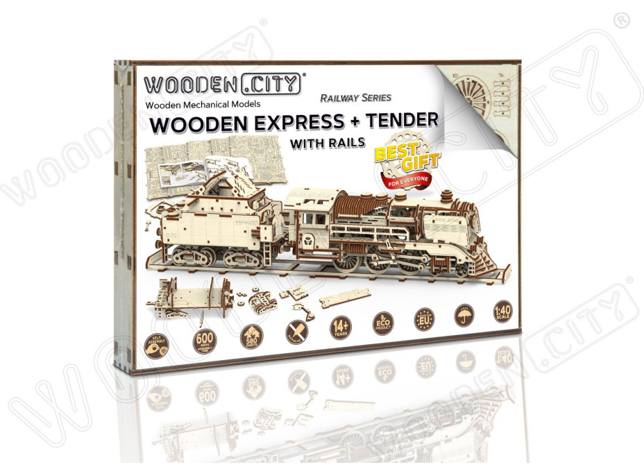 WOODEN CITY 3D puzzle Express s tendrem a kolejemi 580 dílů