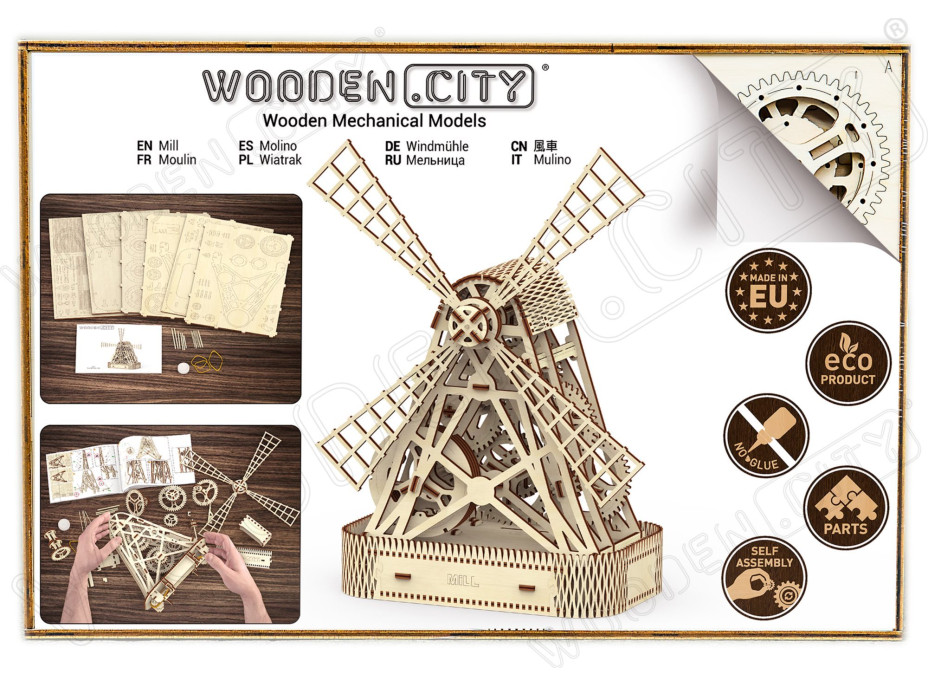 WOODEN CITY 3D puzzle Mlýn 222 dílů