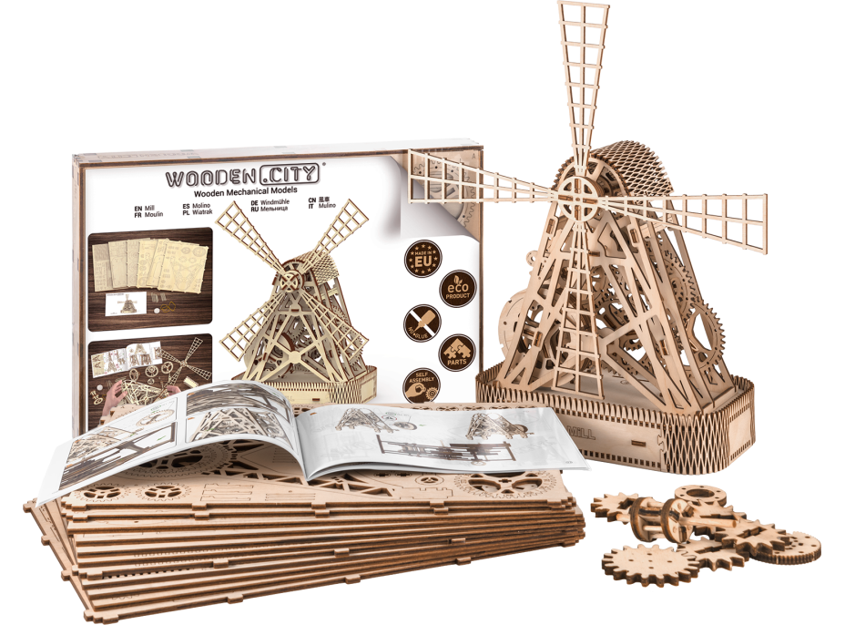 WOODEN CITY 3D puzzle Mlýn 222 dílů