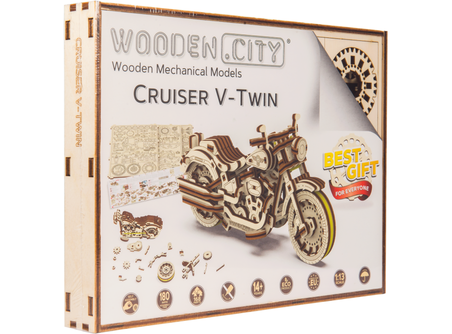 WOODEN CITY 3D puzzle Motocykl Cruiser V-Twin 168 dílů