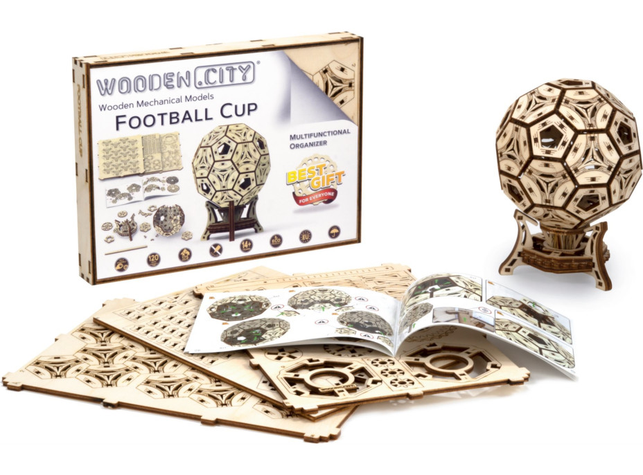 WOODEN CITY 3D puzzle Multifunkční organizér - Fotbalový míč 175 dílů