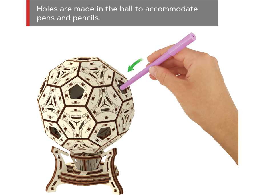 WOODEN CITY 3D puzzle Multifunkční organizér - Fotbalový míč 175 dílů