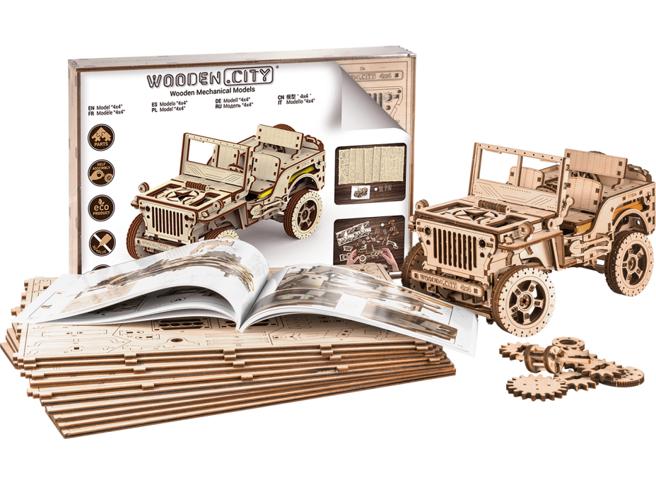 WOODEN CITY 3D puzzle Terénní vůz - džíp 4x4, 570 dílků