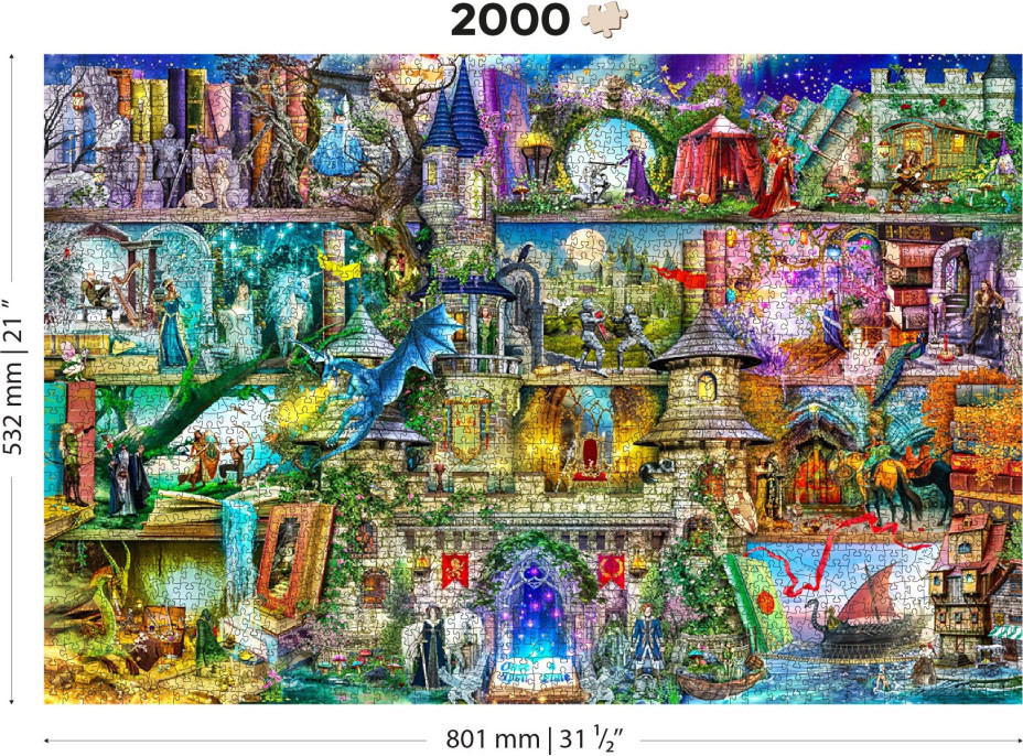 WOODEN CITY Dřevěné puzzle Byla jednou jedna pohádka 2v1, 2000 dílků EKO