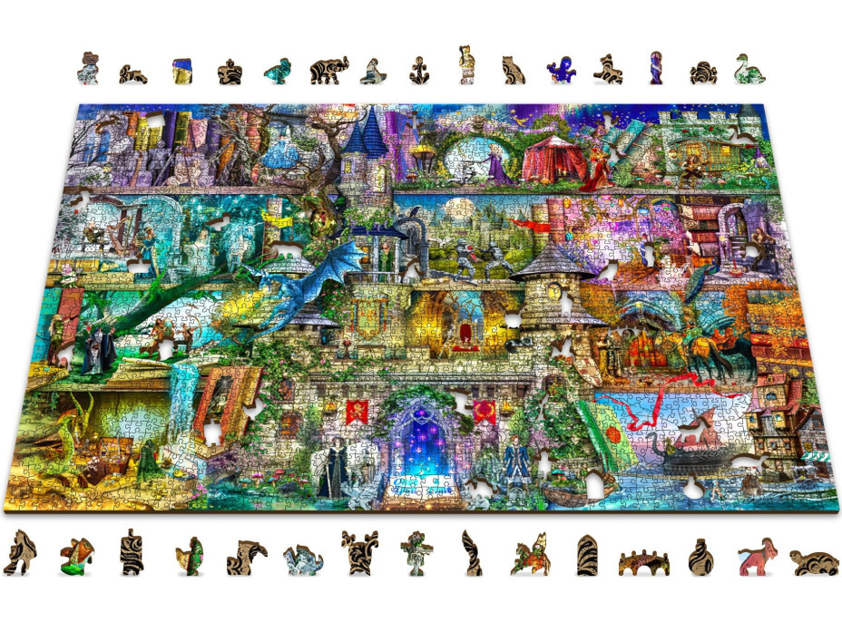 WOODEN CITY Dřevěné puzzle Byla jednou jedna pohádka 2v1, 2000 dílků EKO