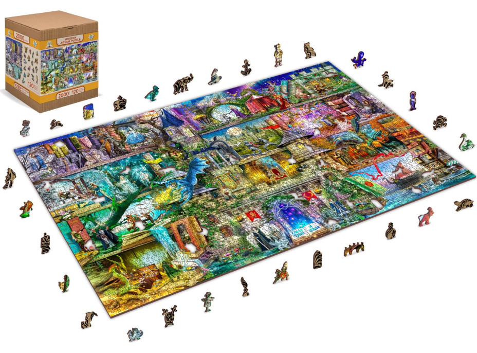 WOODEN CITY Dřevěné puzzle Byla jednou jedna pohádka 2v1, 2000 dílků EKO