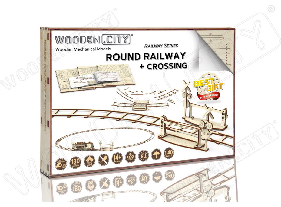 WOODEN CITY 3D puzzle Kruhové koleje s přejezdem 159 dílů